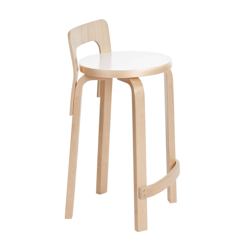 K65 Natural Birch Frame White HPL Seat