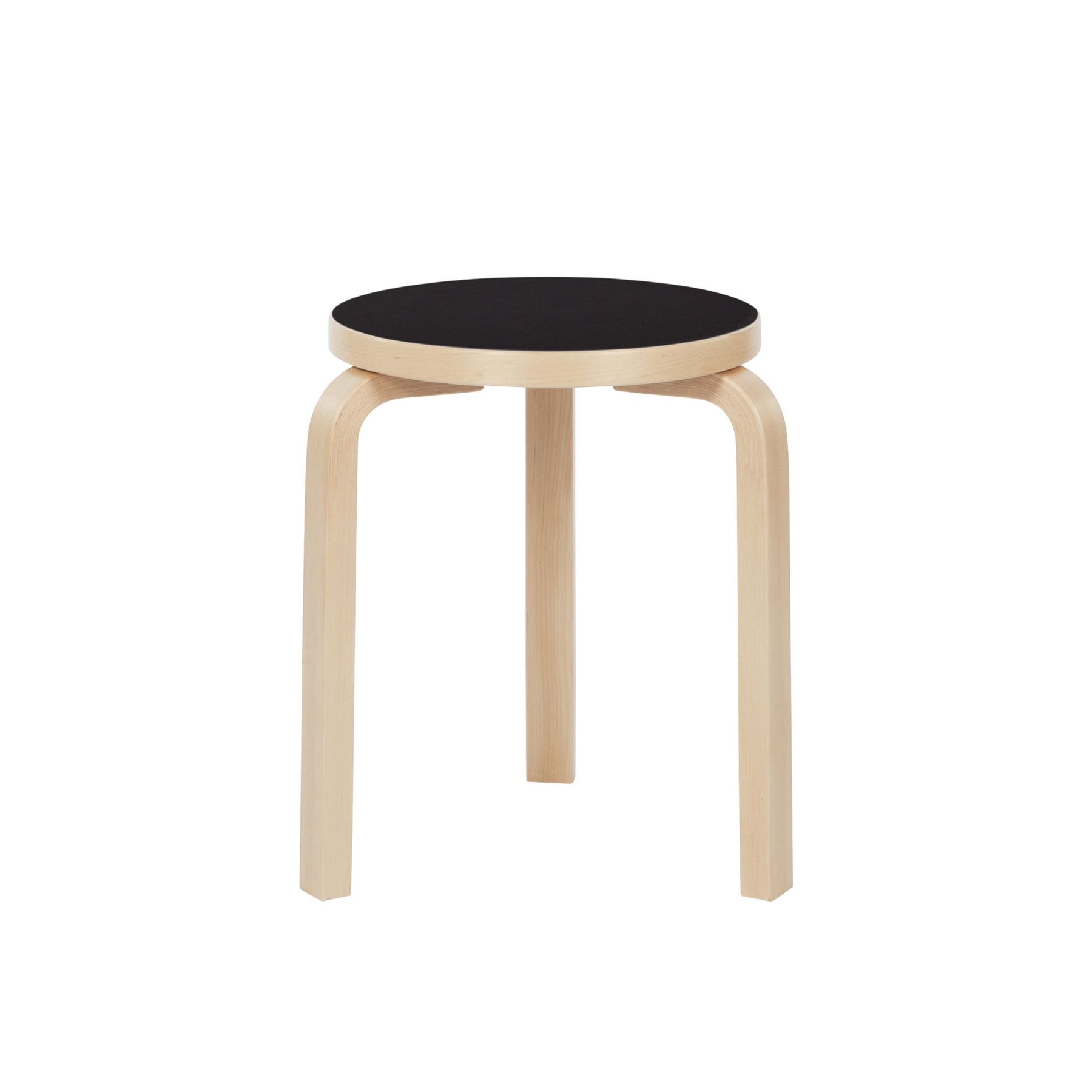Artek Alvar Aalto Stool 60 Natural Birch with Black Linoleum Top