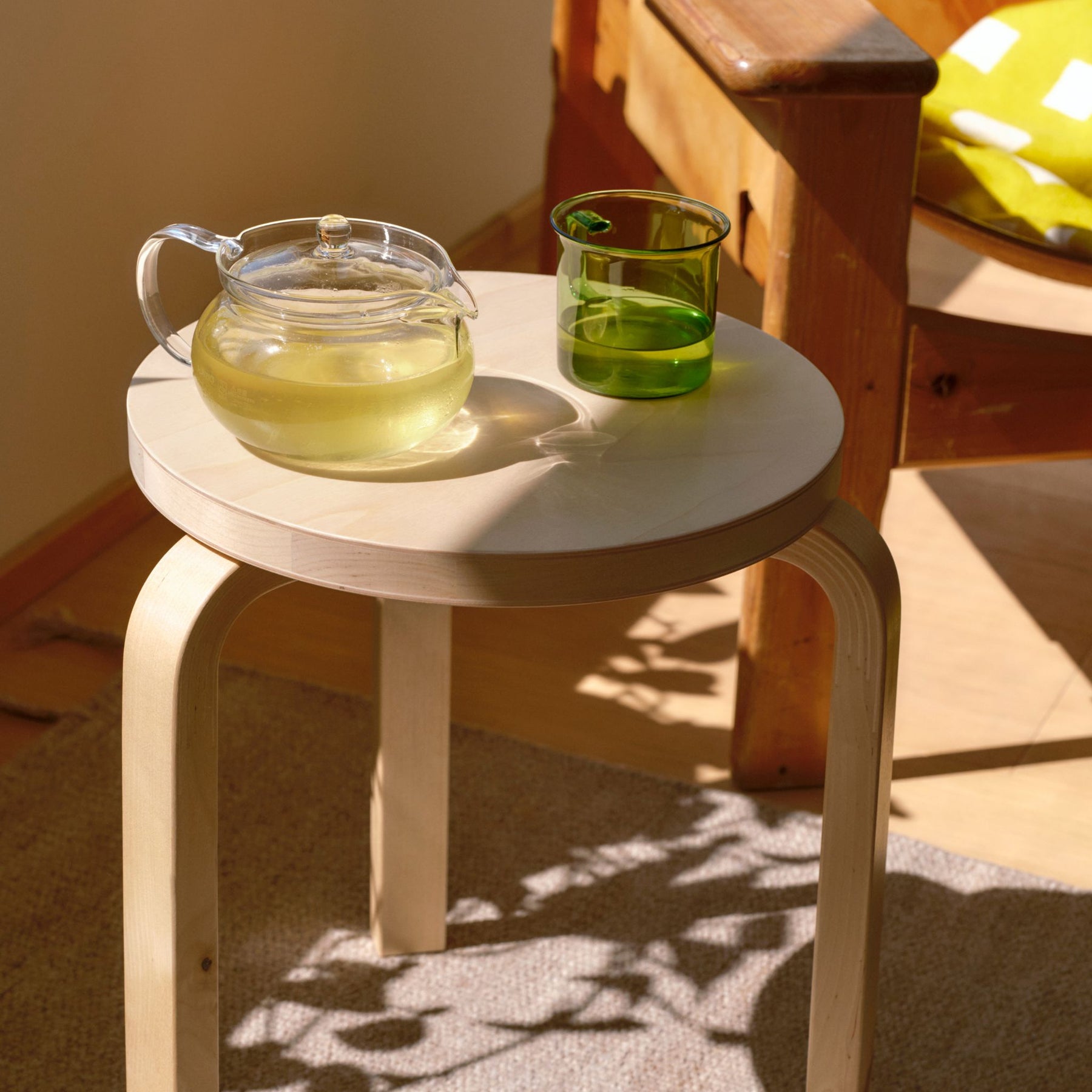 Artek Alvar Aalto Stool 60 Natural Birch with Green Tea
