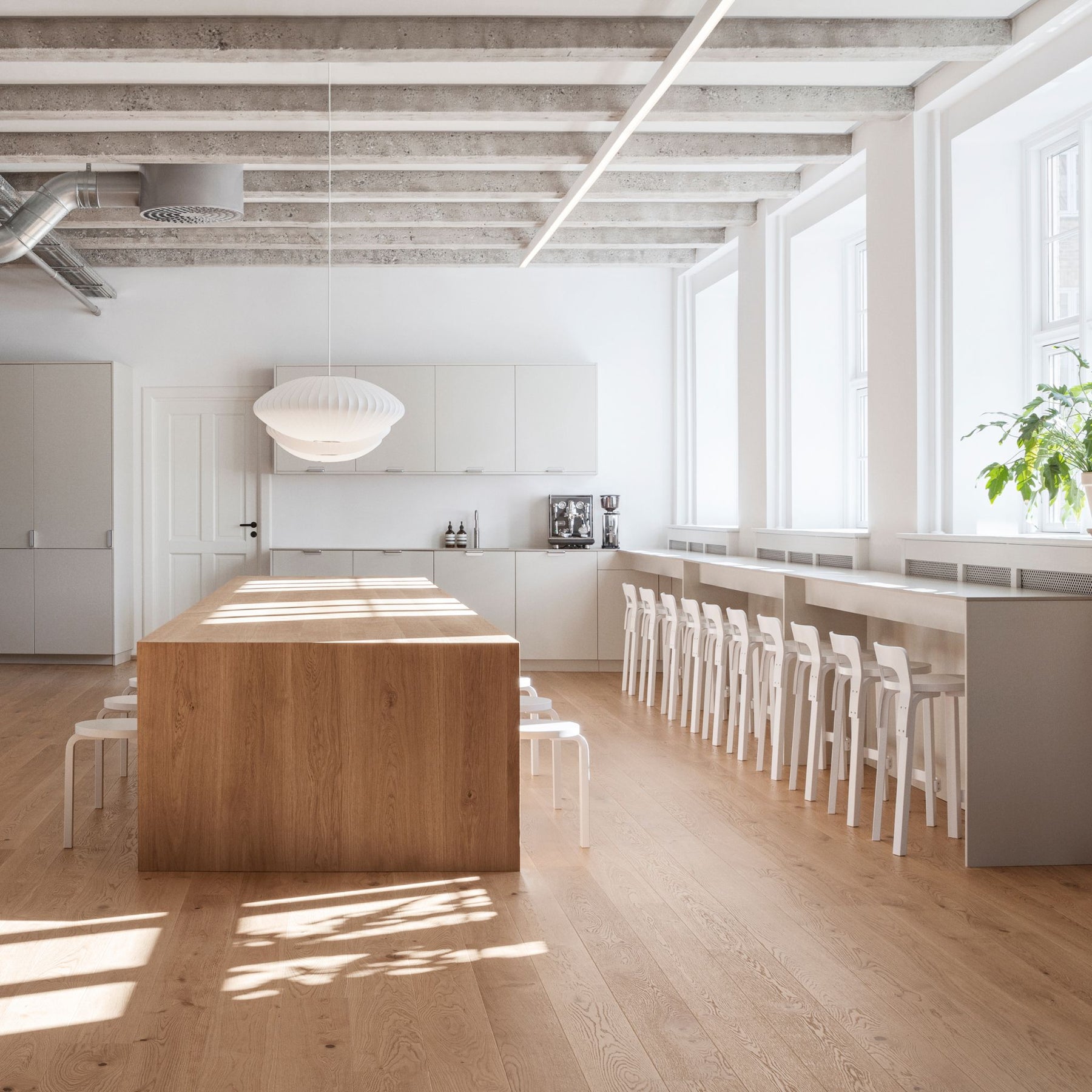 Artek Alvar Aalto Stool 60s and K65 Counter Stools in situ Work and Co
