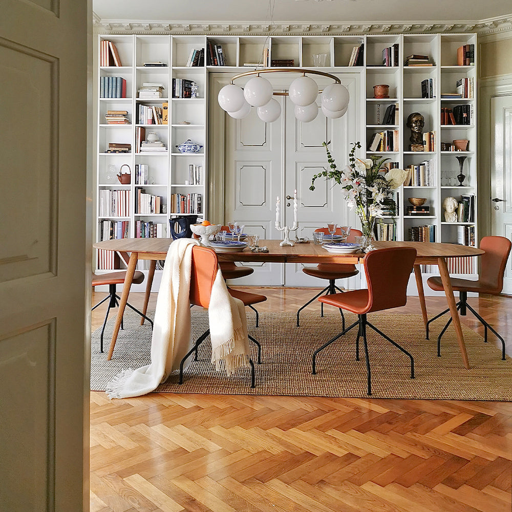 Bruunmunch PLAYDinner Lame Dining Table in Copenhagen Apartment with PLAYSwing chairs