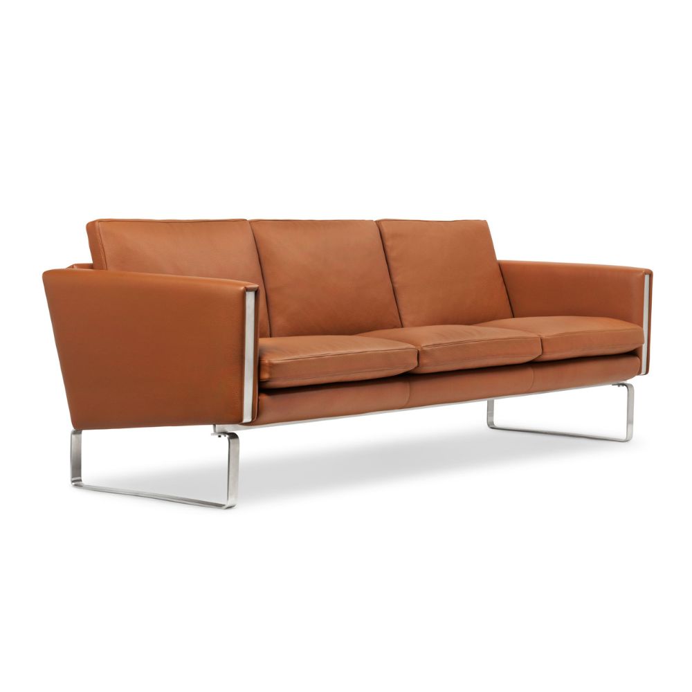 Carl Hansen Wegner CH103 Sofa Loke 7748 Leather with Stainless Steel Frame Angeld