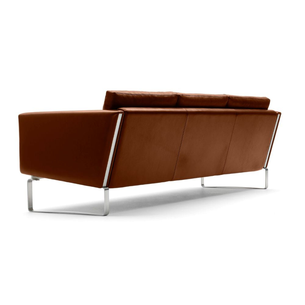 Carl Hansen Wegner CH103 Sofa Thor 307 Leather with Stainless Steel Frame Back