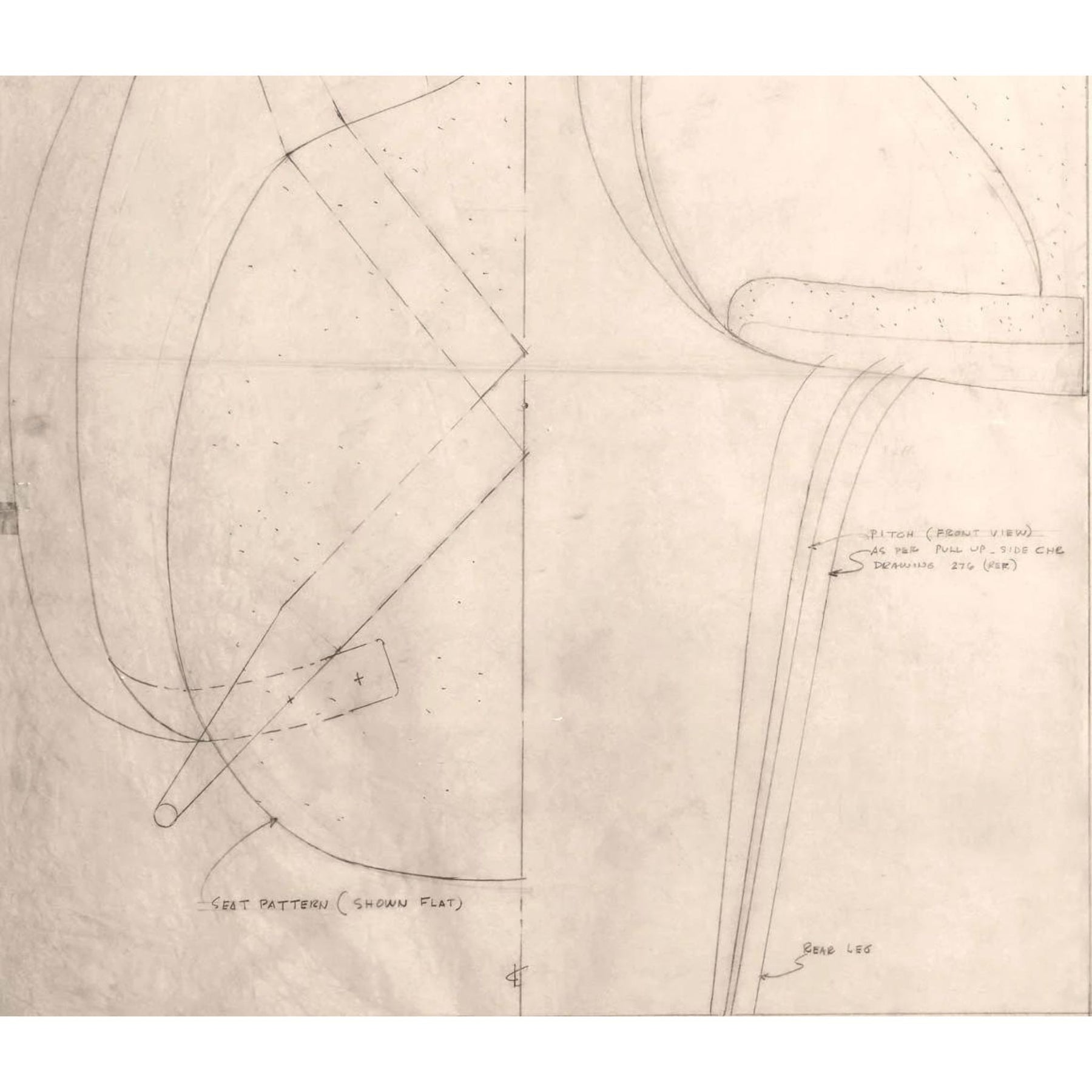 Cherner Armchair Original Drawing Top and Front View from the desk of Norman Cherner