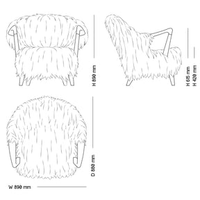 Eikund Fluffy Lounge Chair Line Drawing Measurements