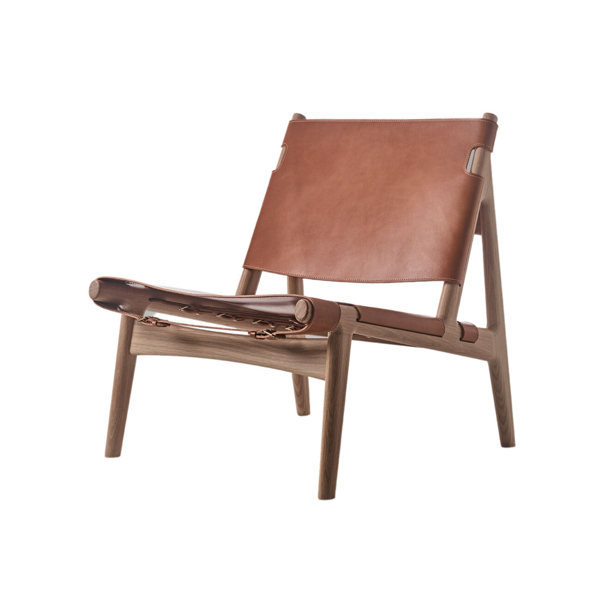 Eikund Hunter Lounge Chair Cognac Saddle Leather Oak Oil Frame