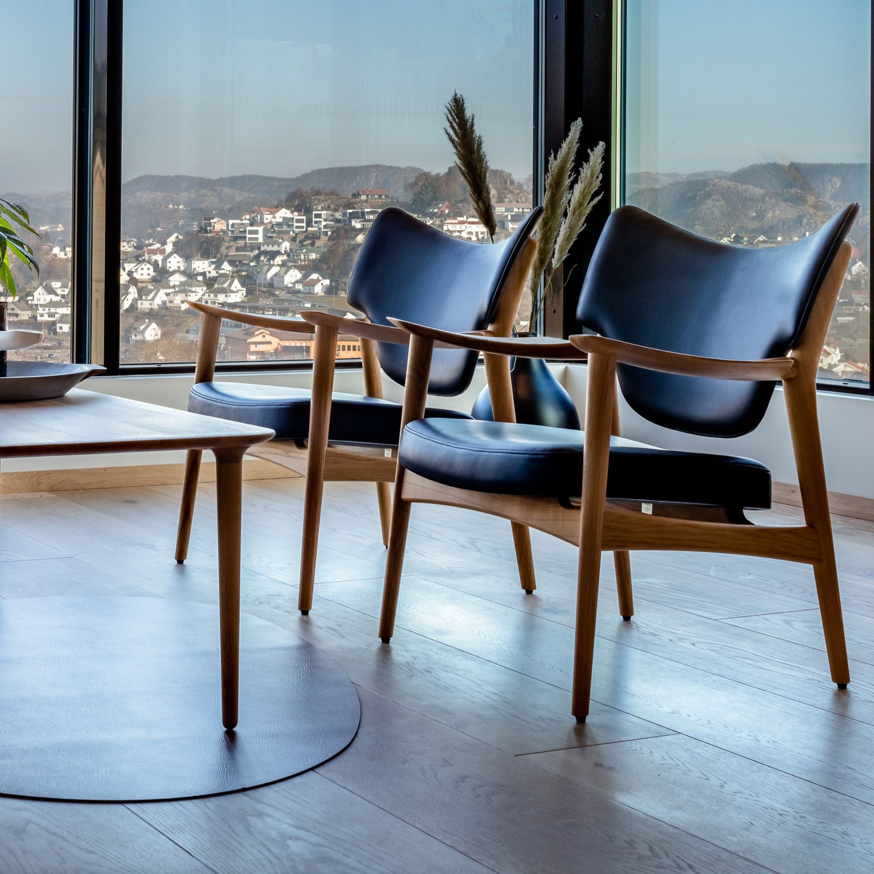 Eikund Veng Lounge Chairs Closeup in Norwegian Living Room with a View