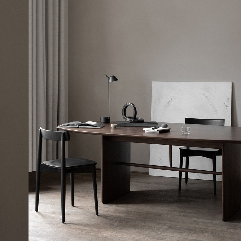 L.ercolani Pennon Table Walnut  by Norm Architects in Home Office with Lara Chairs in Black Ash