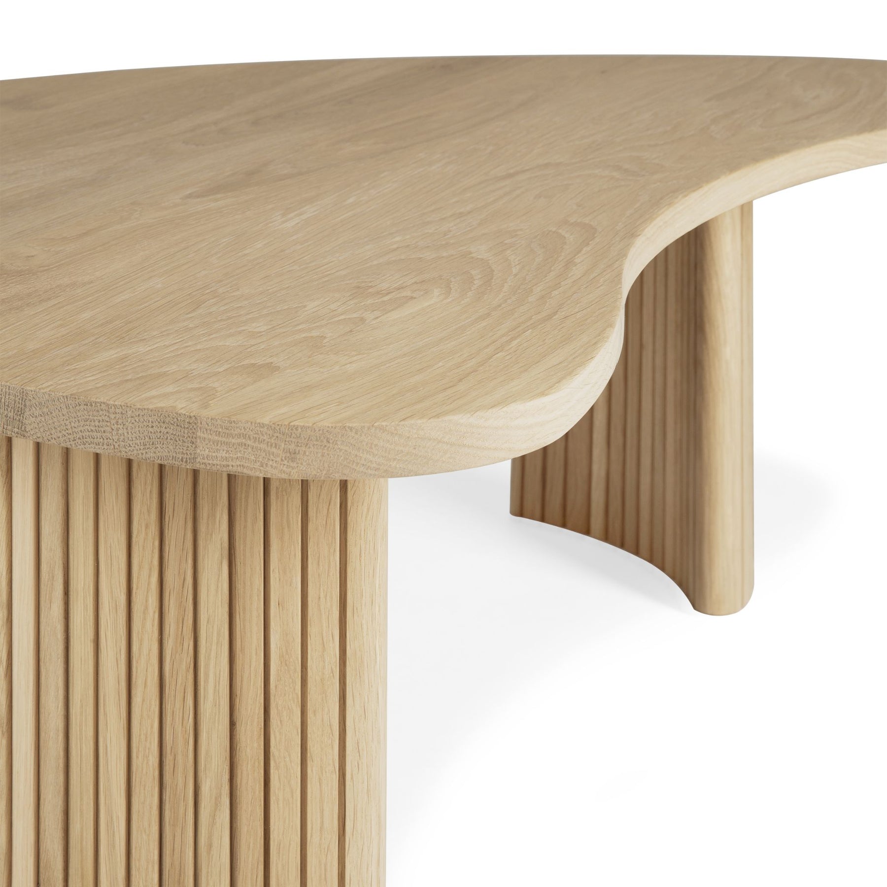 Ethnicraft Oak Boomerang Coffee Table Small 50791 Top and Base Detail