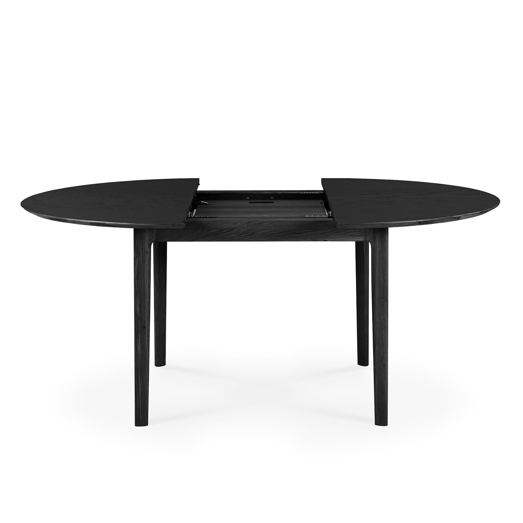 Ethnicraft Black Oak Bok Round Extendable Dining Table 51528 Opening