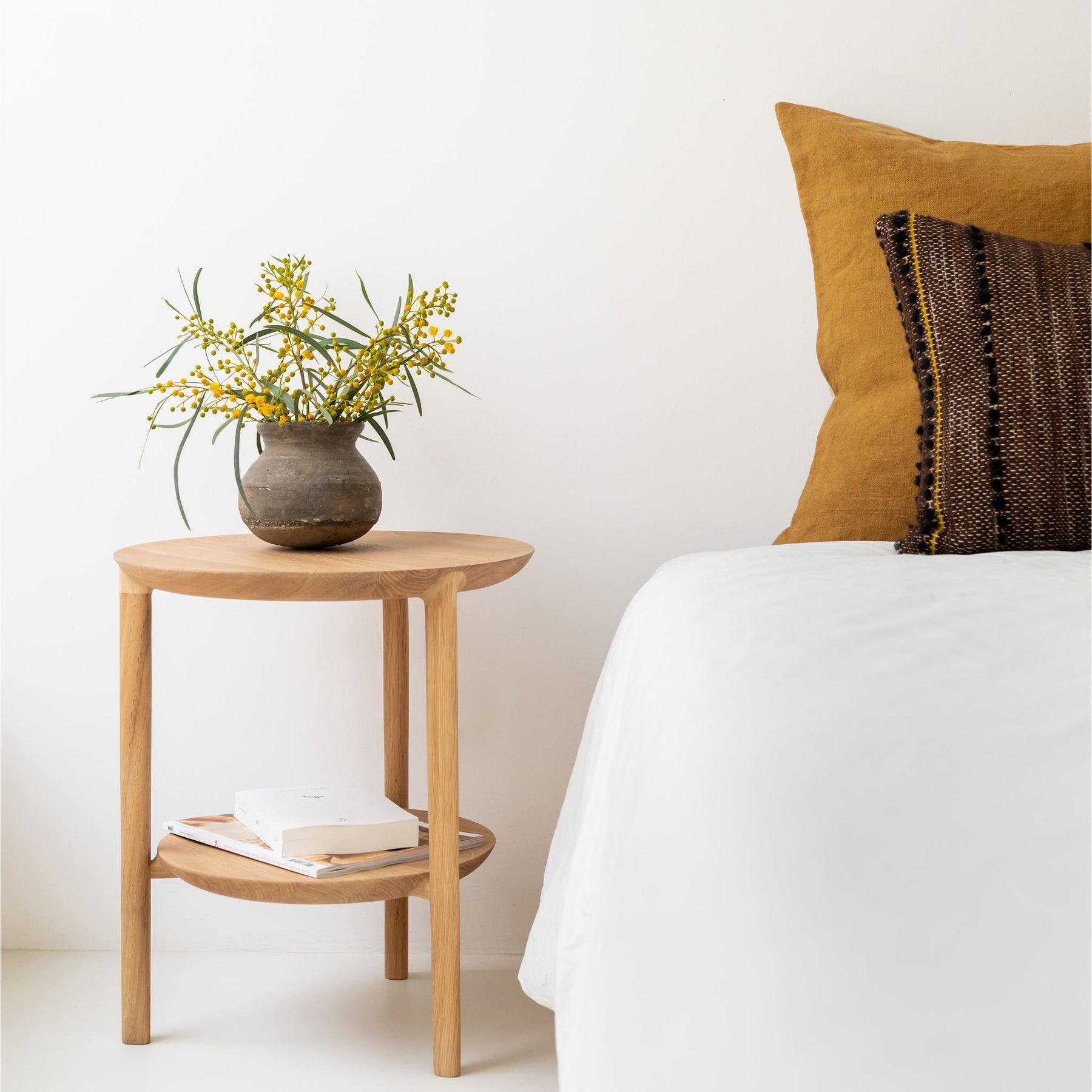 Ethnicraft Oak Bok Side Table in Bedorrom