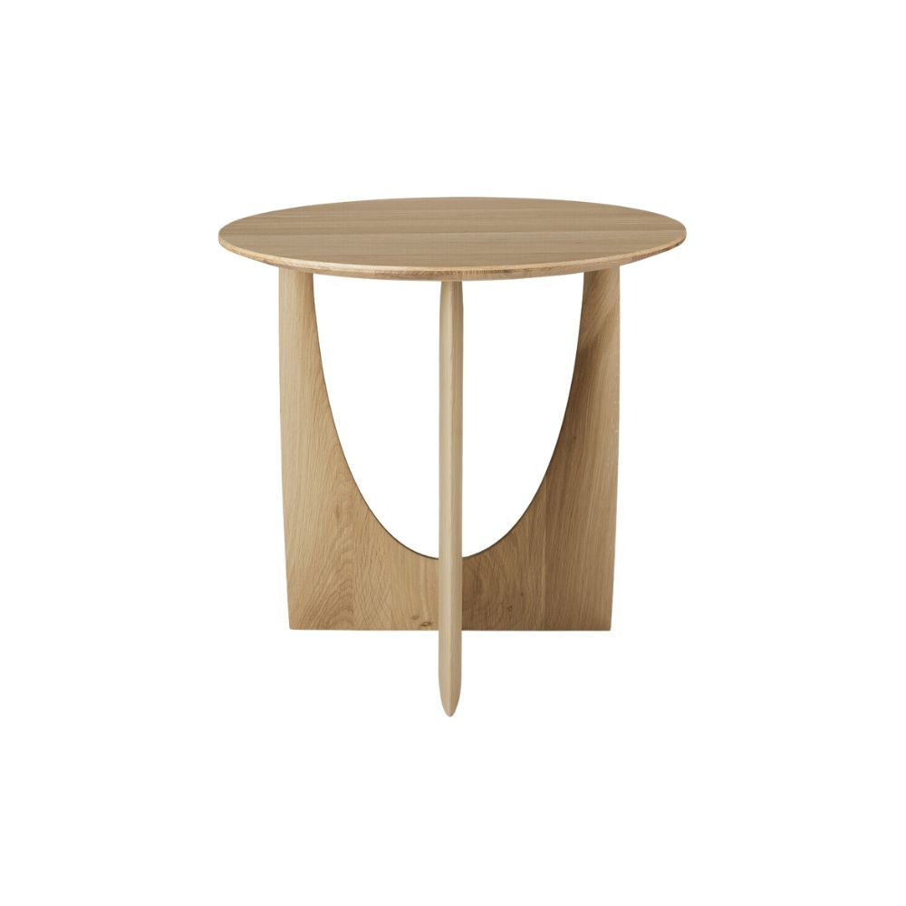 Ethnicraft Oak Geometric Side Table Front