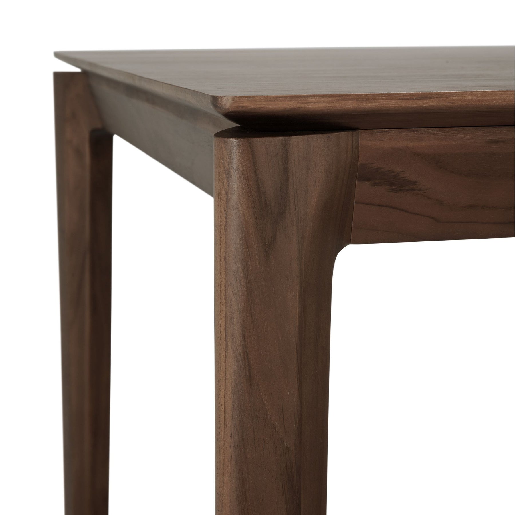 Ethnicraft Brown Varnished Teak Bok Dining Table Side Edge and Base Detail