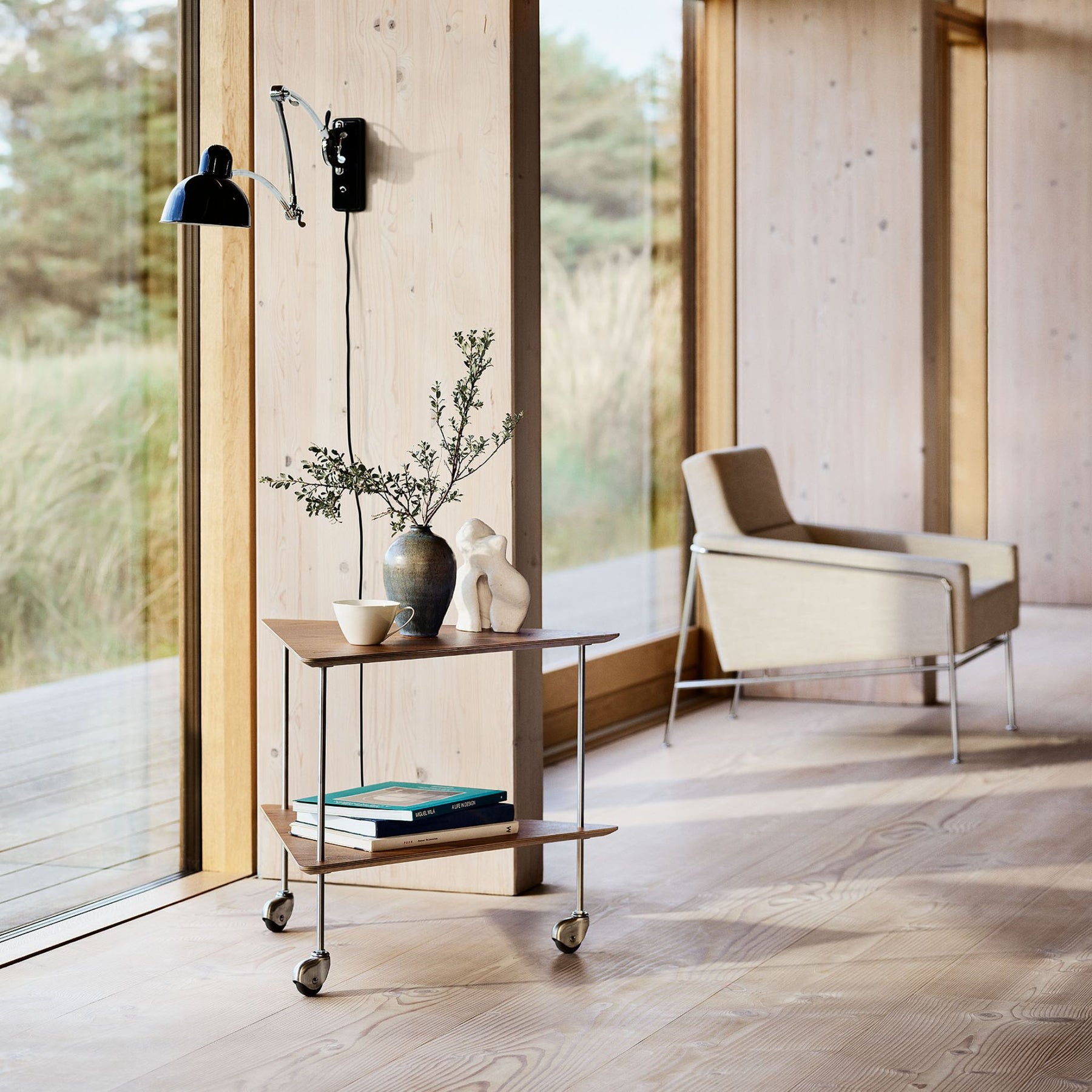 Fritz Hansen AJ Trolley Walnut in Living Room by Window