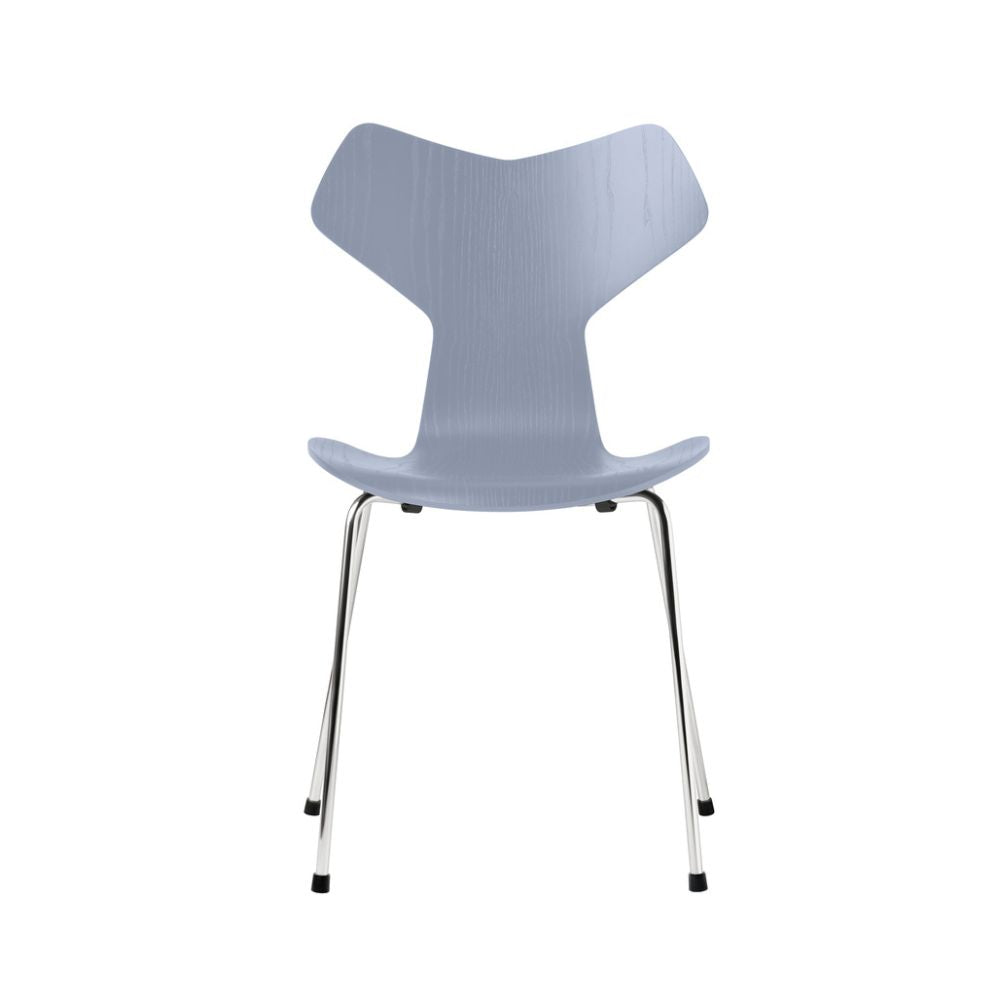 Fritz Hansen Grand Prix Chair Lavender Blue Colored Ash with Chrome Legs