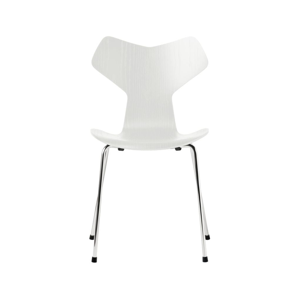 Fritz Hansen Grand Prix Chair White Colored Ash with Chrome Legs