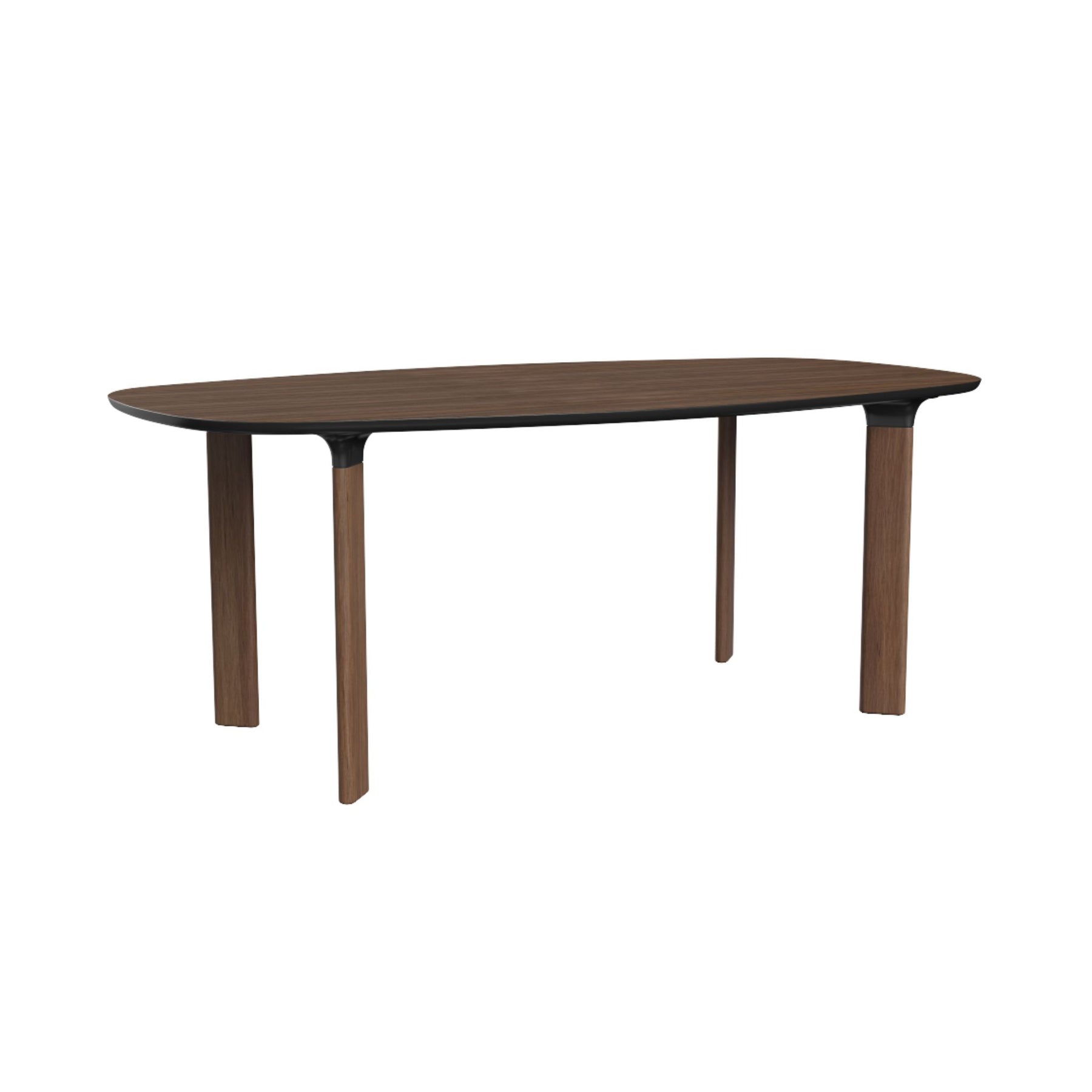 Fritz Hansen JH63 Analog Table Walnut Top Black Lacquered Underside Walnut Legs