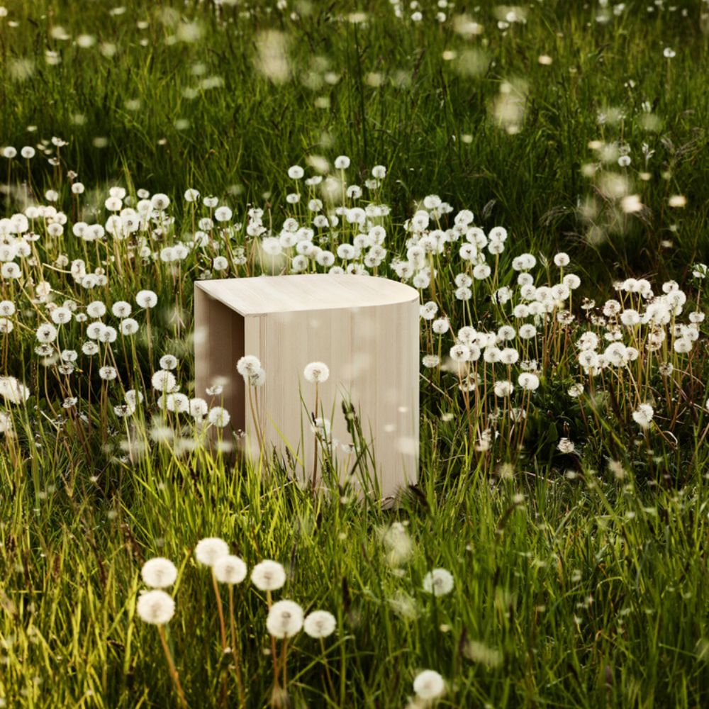 Fritz Hansen Taburet Side Table Pine by Cecilie Manz in Field of Dandelions