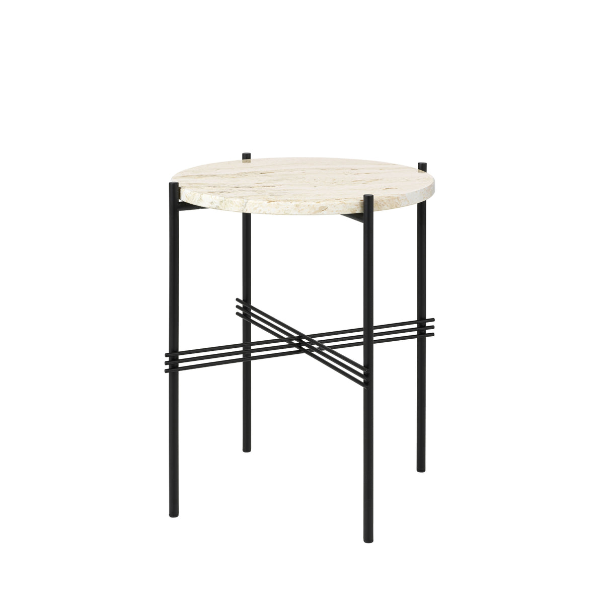 GUBI TS Side Table Neutral White Travertine