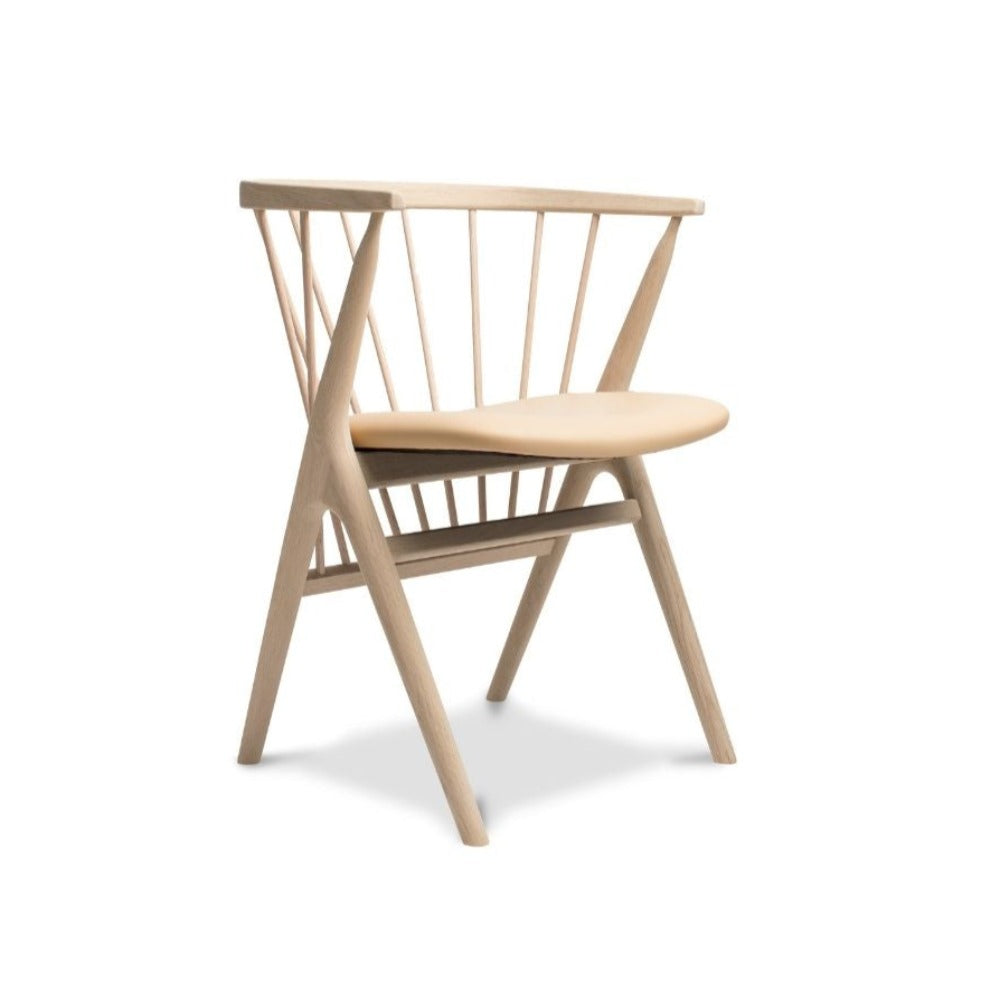 Sibast No. 8 Dining Chair Oak White Oil with Natural leather Seat