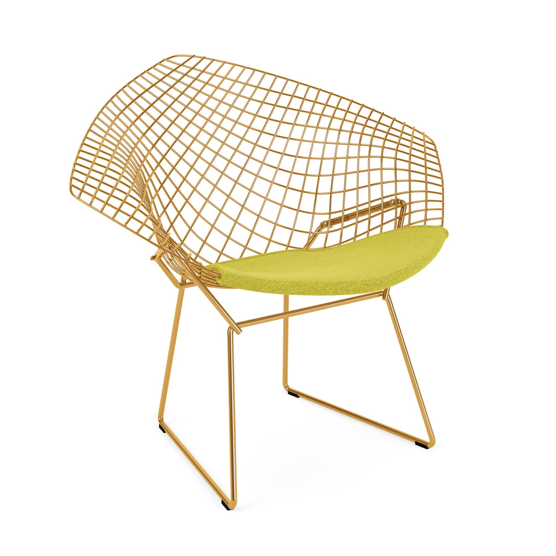 Knoll Bertoia Diamond Chair Gold Classic Boucle Chartreuse