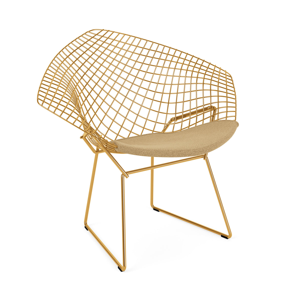 Knoll Bertoia Diamond Chair Gold Classic Boucle Flax