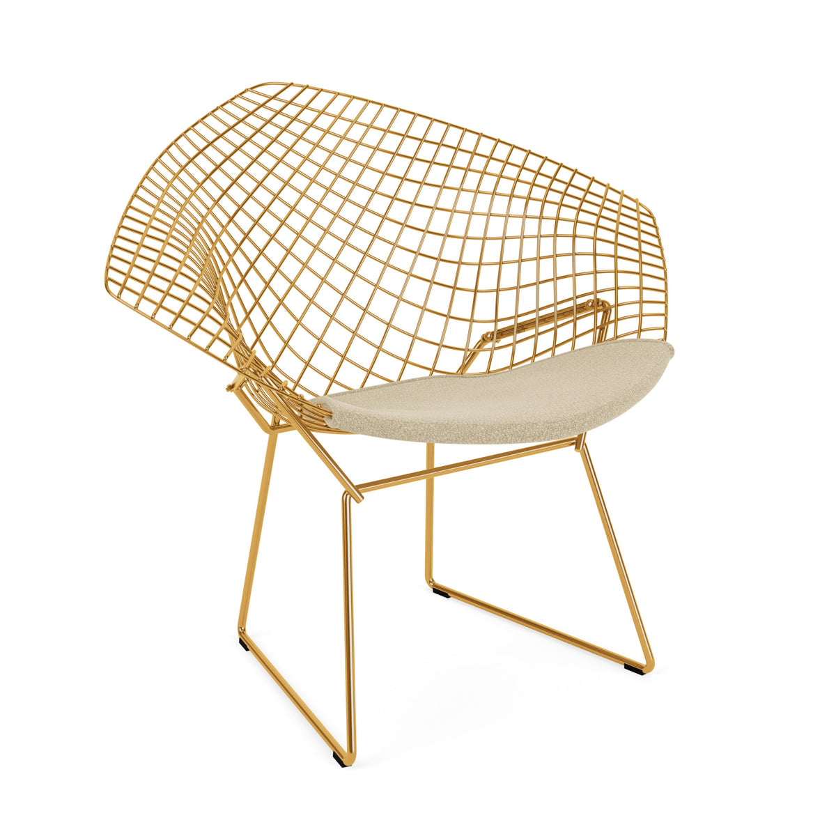 Knoll Bertoia Diamond Chair Gold Classic Boucle Neutral