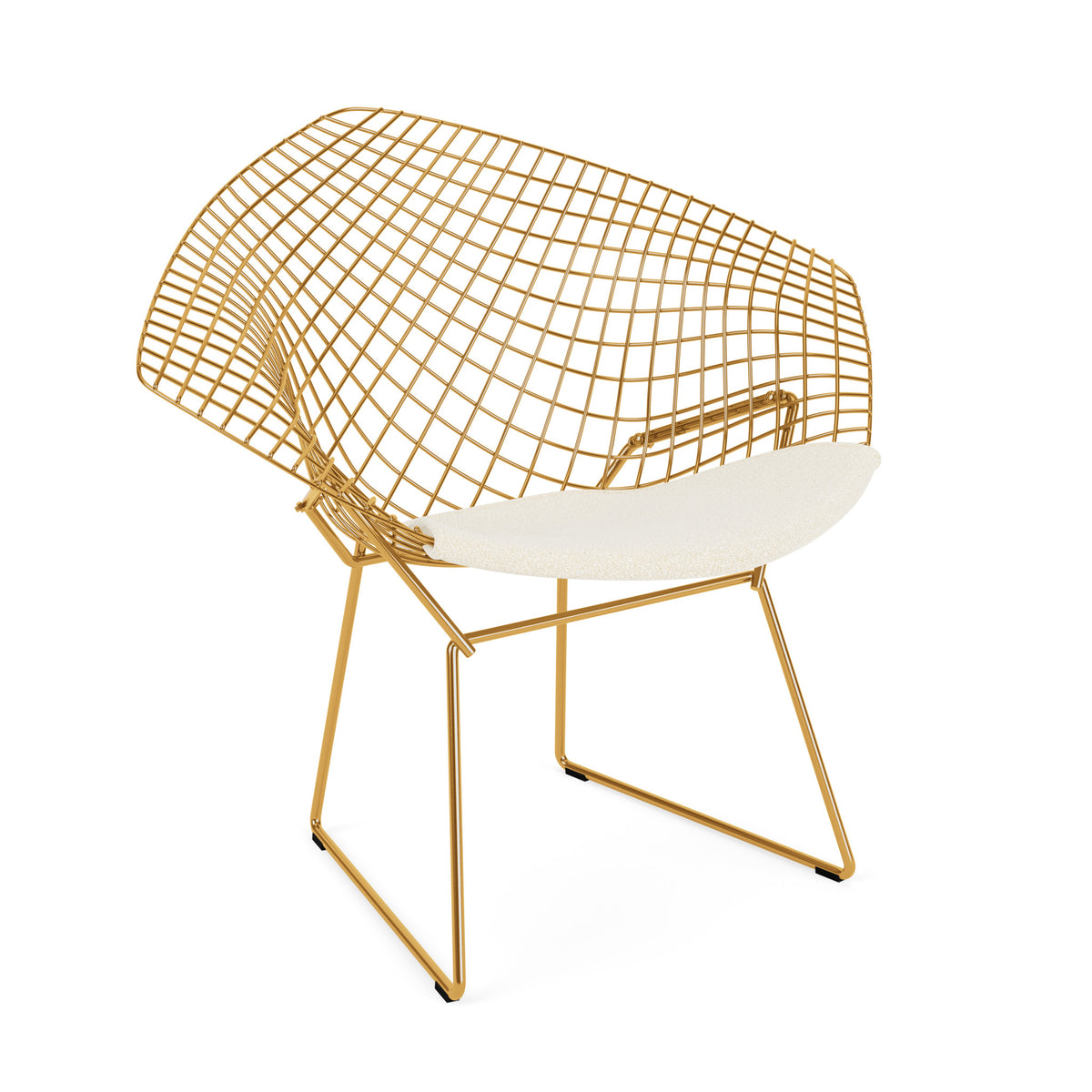 Knoll Bertoia Diamond Chair Gold Classic Boucle Pearl