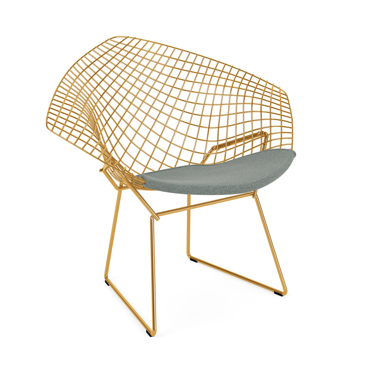 Knoll Bertoia Diamond Chair Gold Classic Boucle Smoke