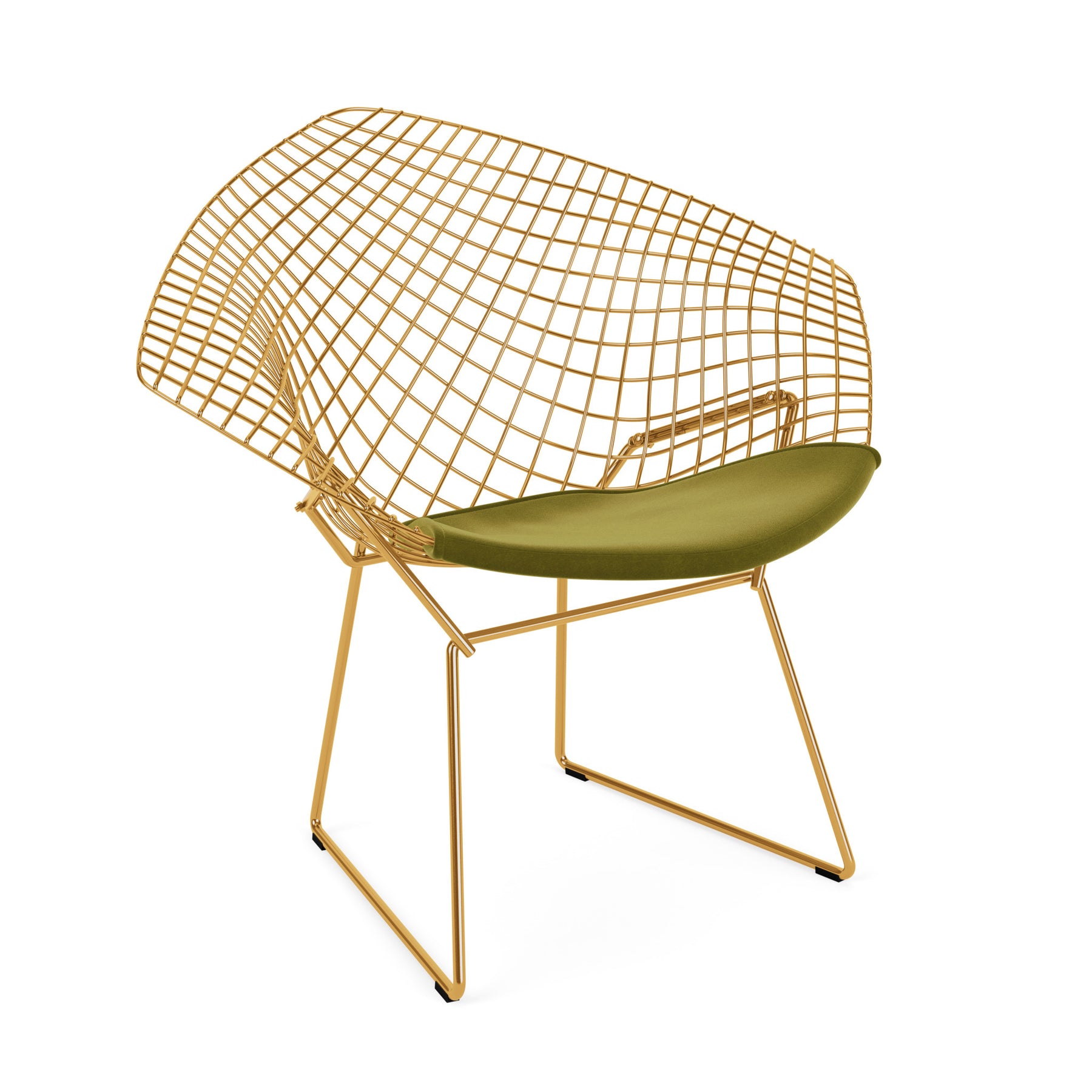 Knoll Bertoia Diamond Chair Gold Knoll Velvet Moss