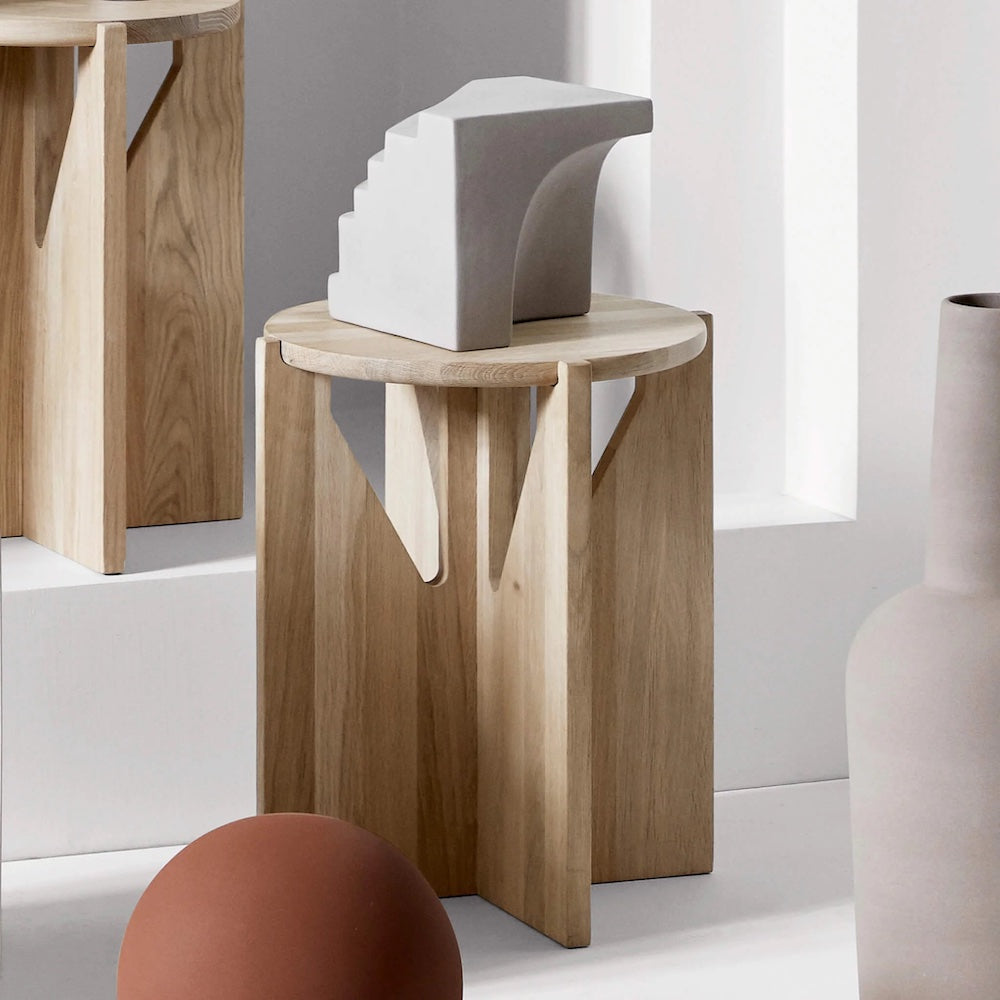 Kristina Dam Studio Stools Light Oak with Sculptural Objects