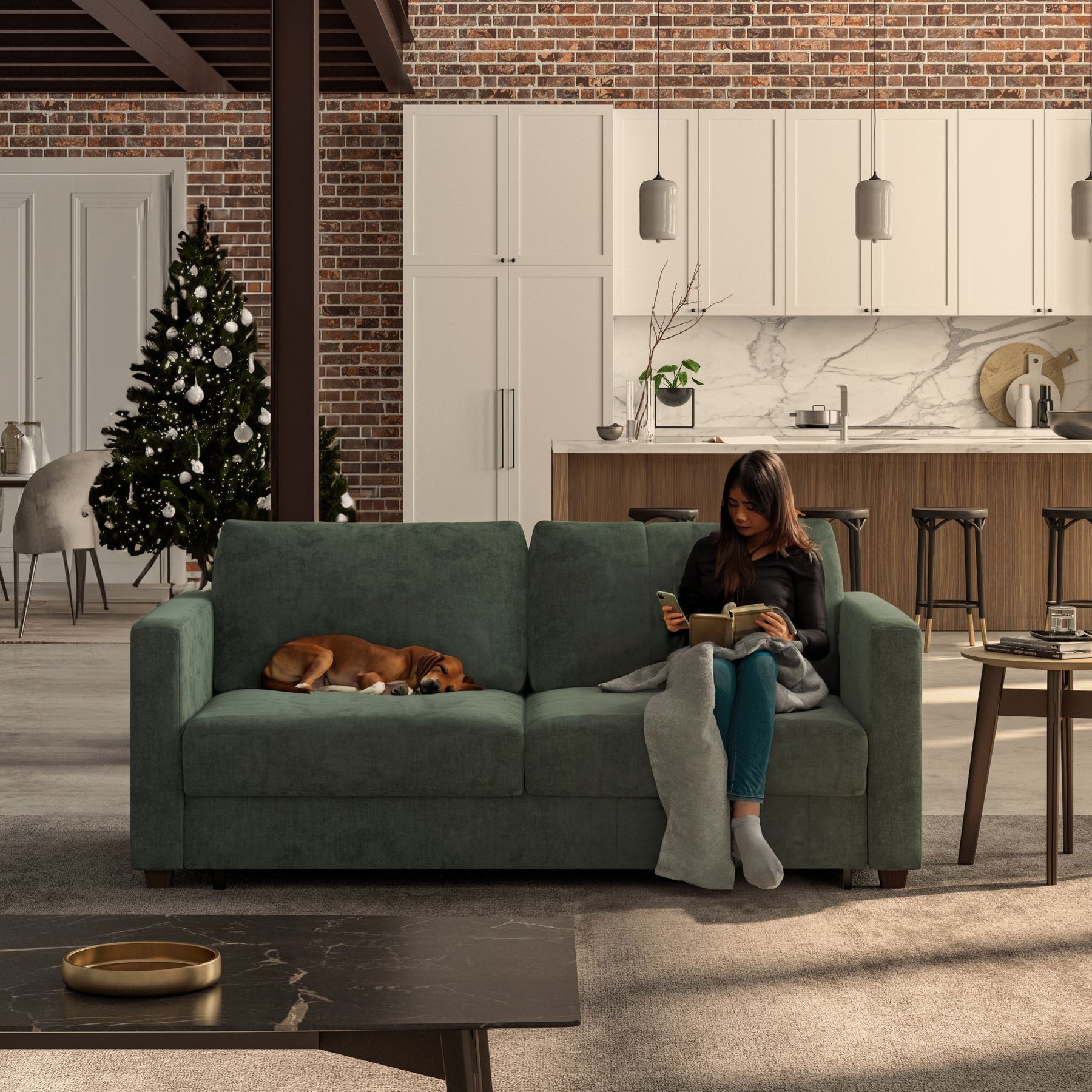 Luonto Fantasy Sleeper Sofa Glamour 12 Pacific Fabric in Loft Living Room