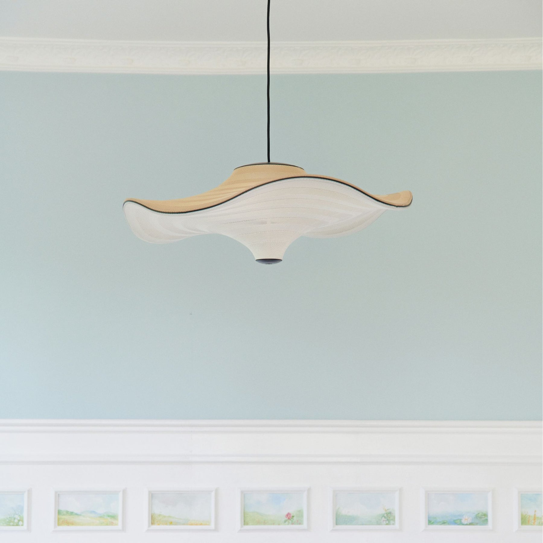 Made By Hand Flying Pendant Golden Sand in Robin's Egg Blue Kitchen
