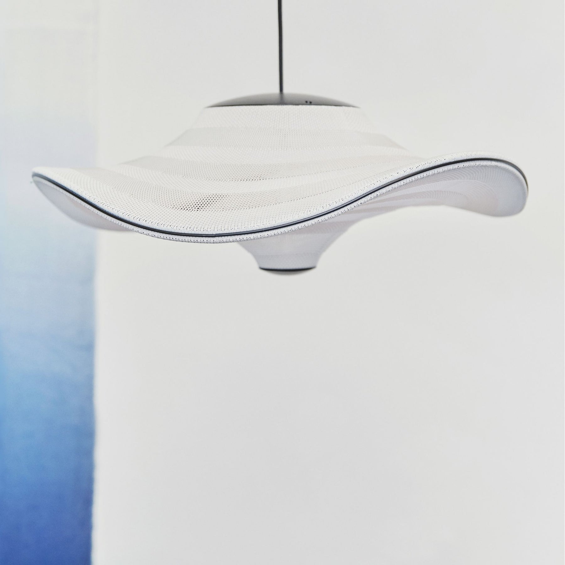 Made By Hand Flying Pendant Ivory White Styled with Blue