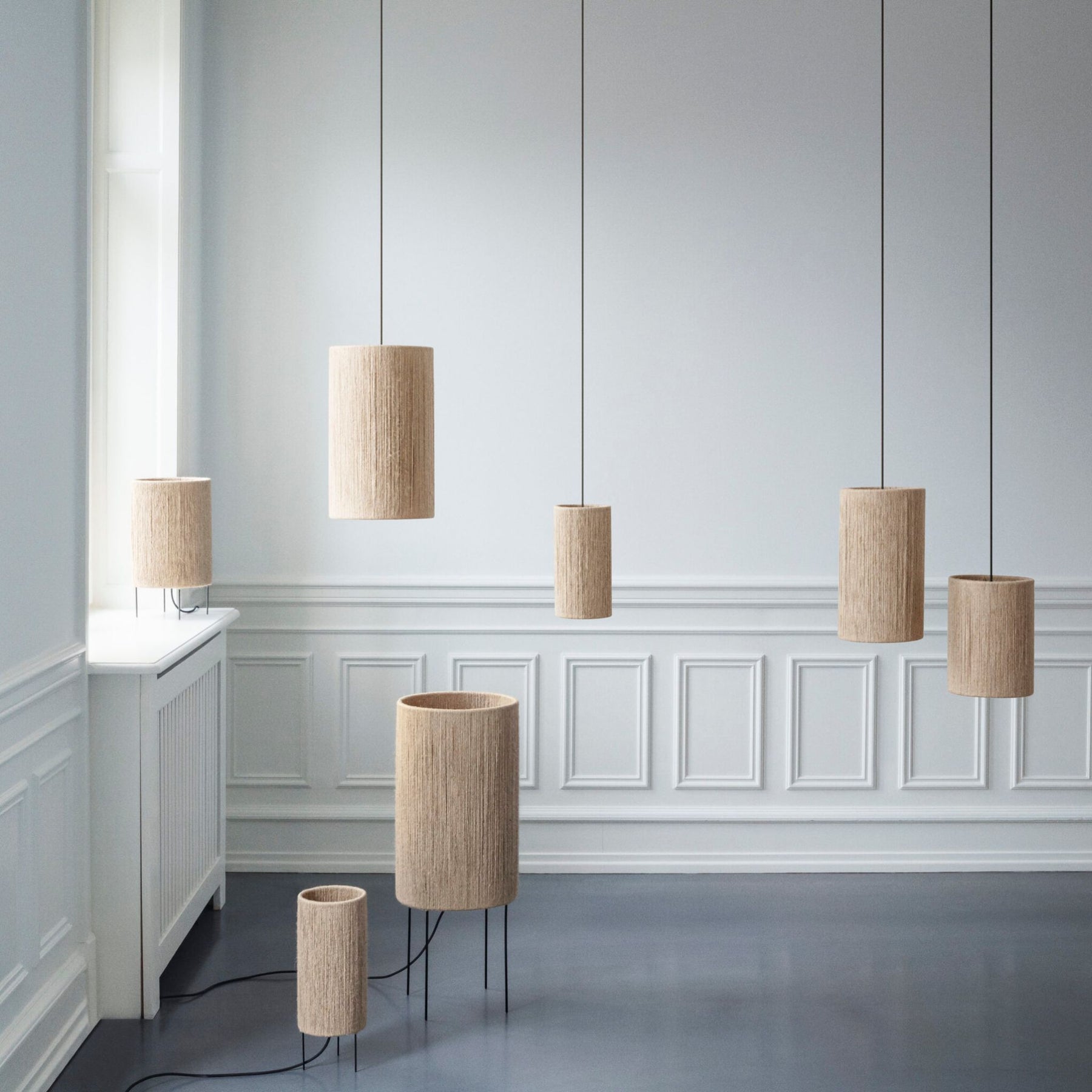 Made By Hand Ro Lighting Collection Table Lamps, Floor Lamp, and Pendants