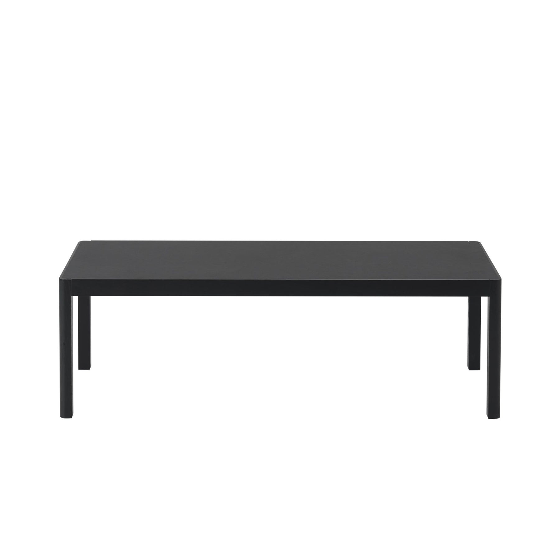 Muuto Rectangular Workshop Coffee Table Black Linoleum Black Oak Front