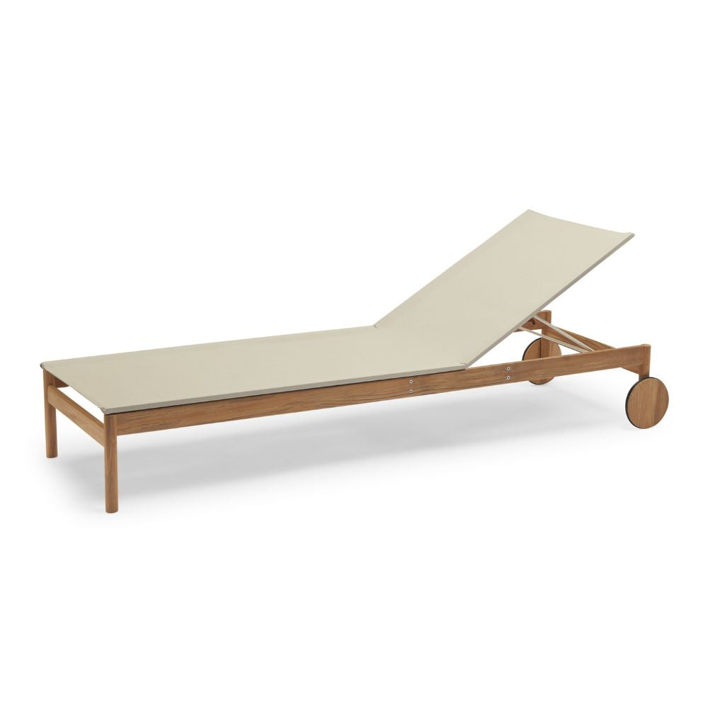 Pelagus Teak Sunbed Teak Frame with Mesh Sling by Skagerak x Fritz Hansen