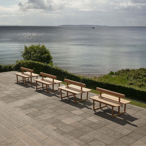 Fritz Hansen Skagerak Banco Double Benches in Park overlooking North Sea