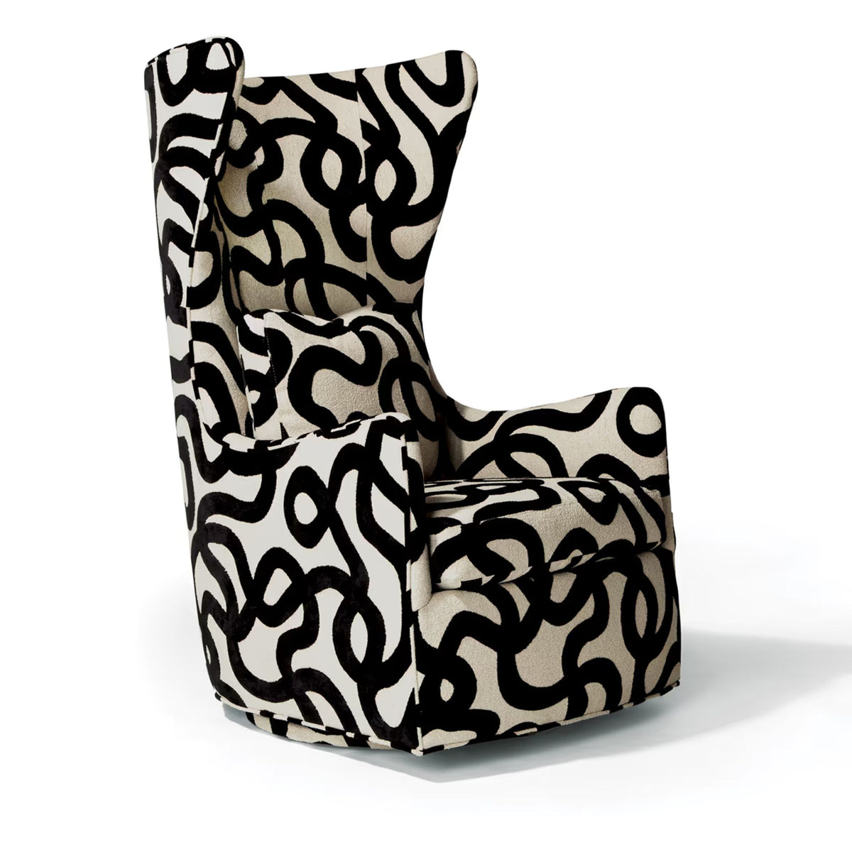 Thayer Coggin Milo Baughman Black and White Feeling Groovy Swivel Chair