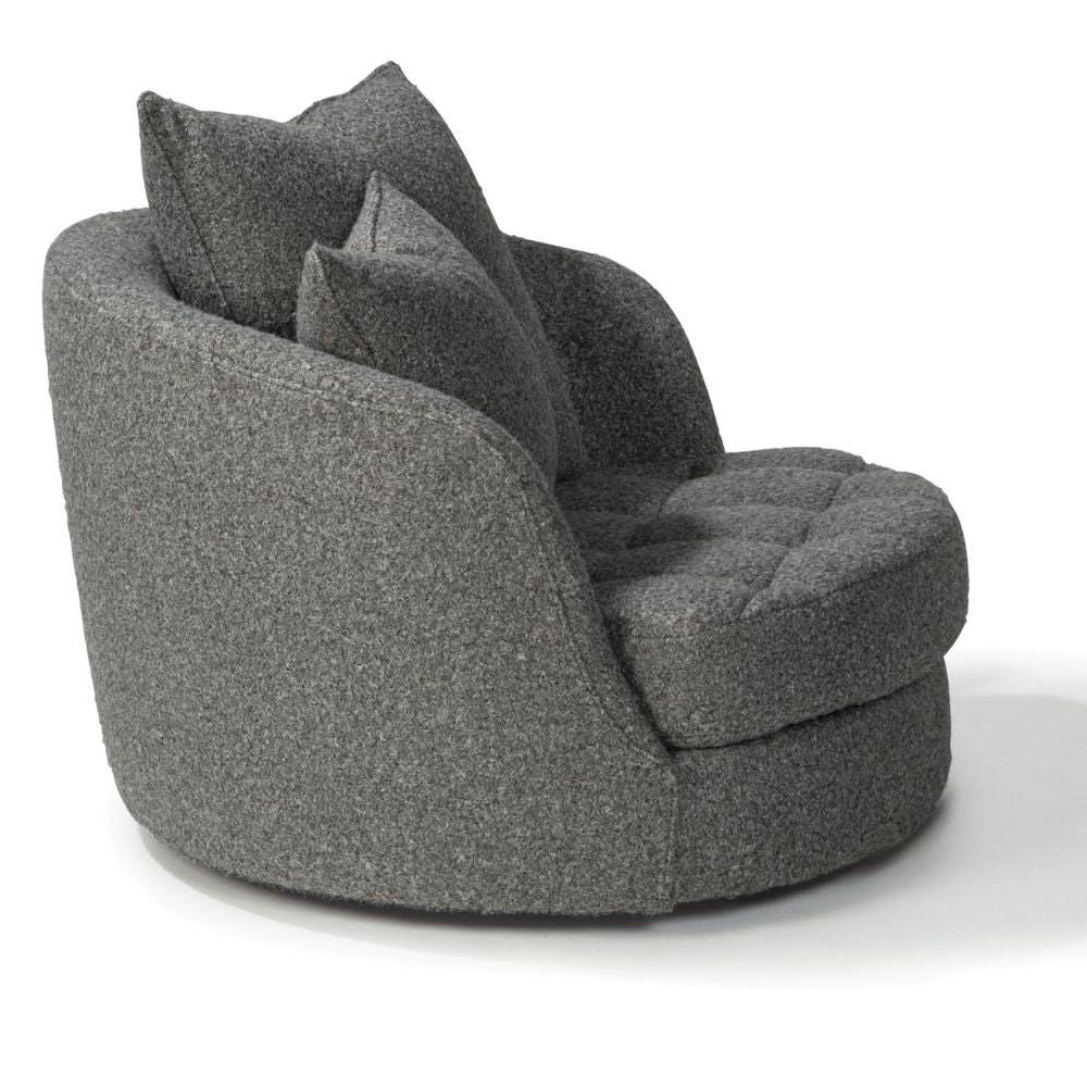 Thayer Coggin Milo Baughman Giant Tub Swivel Chair Grey Side