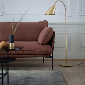 Brass AJ7 Bellevue Floor Lamp in room with Cloud Sofa And Tradition Copenhagen
