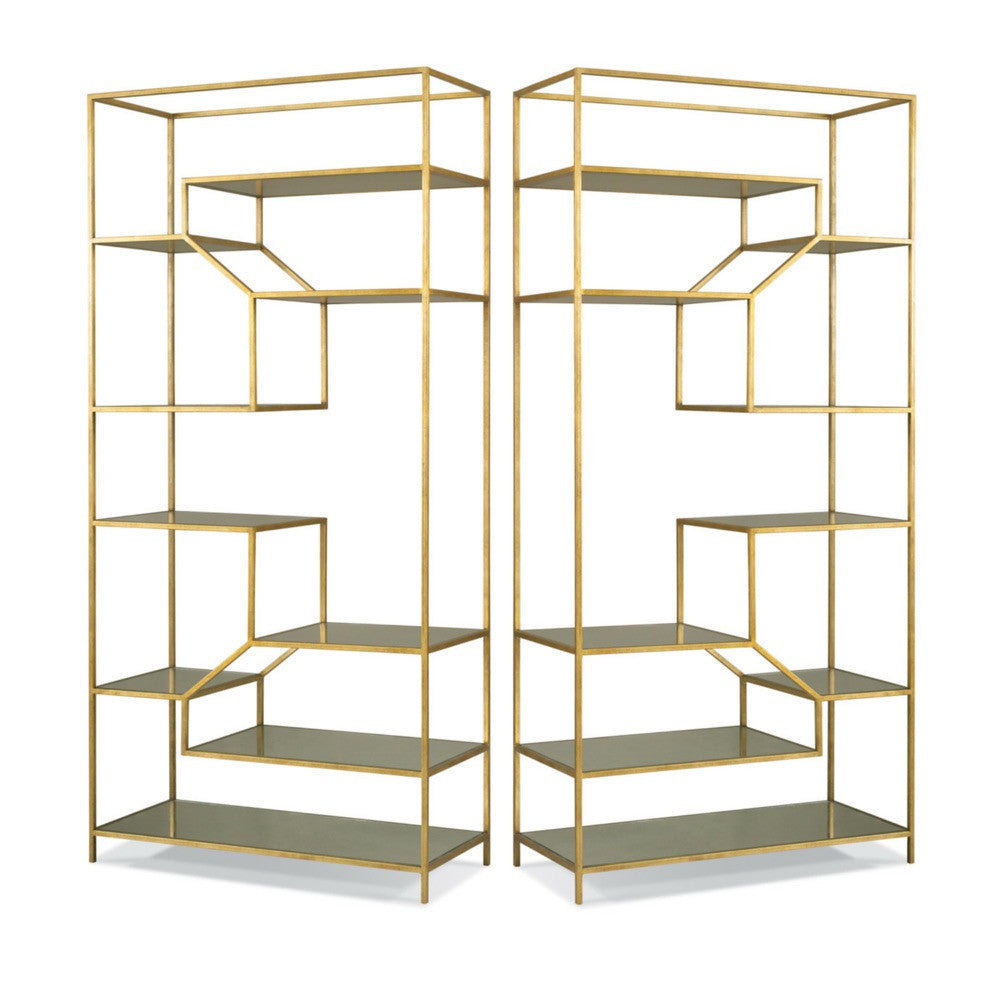 Etagere Pair Antique Gold Eglomaise Glass Precedent Furniture