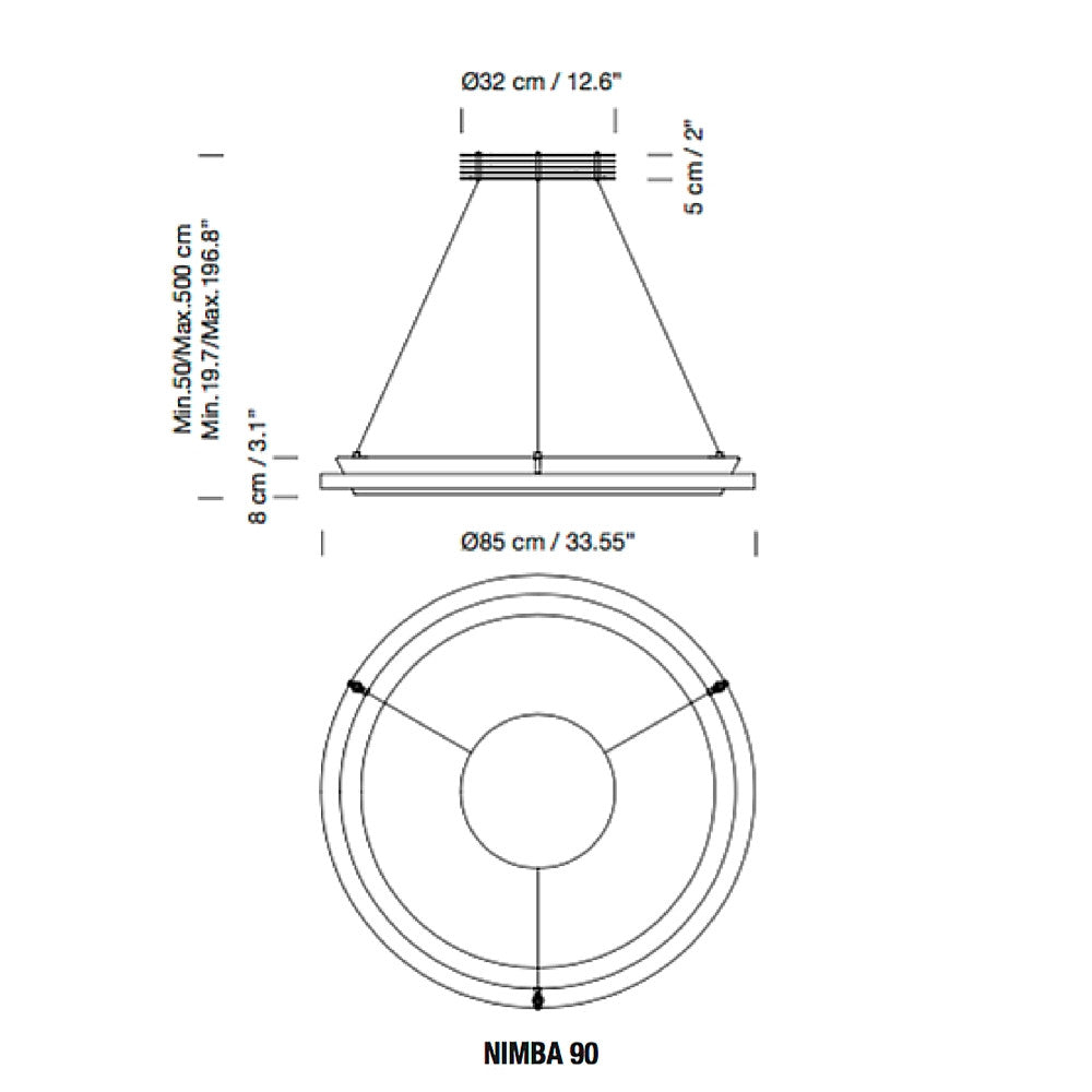 Antoni Arola Nimba 90 Suspension Lamp Dimensions by Santa & Cole