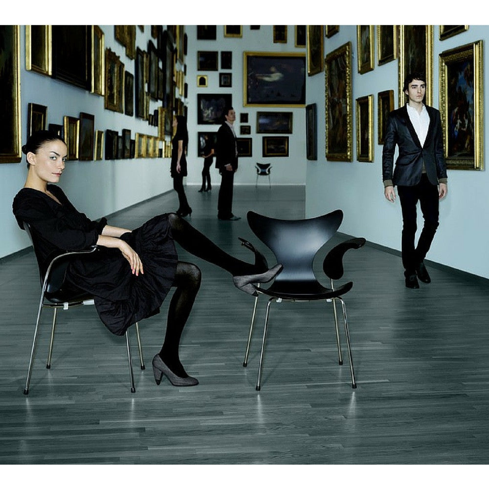 Arne Jacobsen Lily Arm Chairs in Museum with Models Fritz Hansen