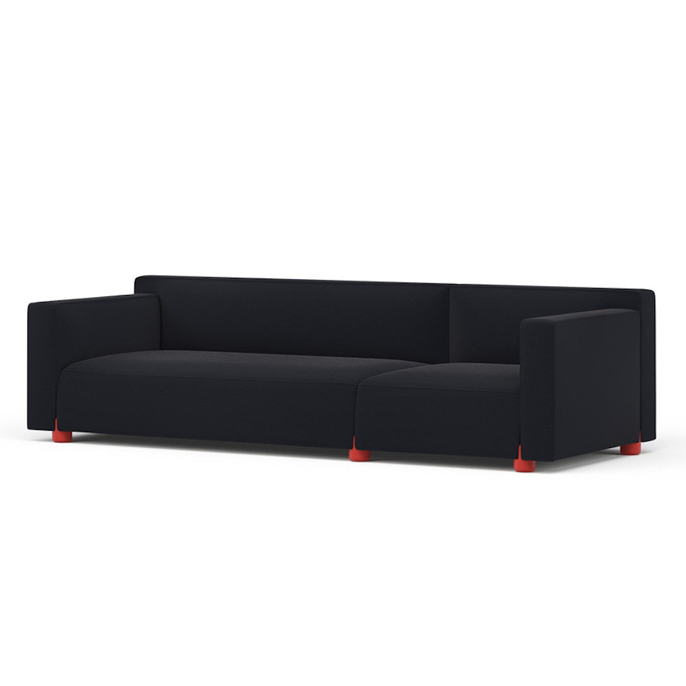 Barber Osgerby Knoll Asymmetric Sofa Black with Red Feet