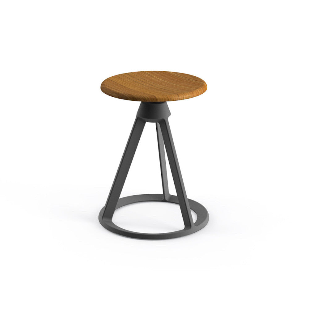 Medium Metallic Grey Base Teak Seat