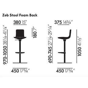 Barber & Osgerby Zeb Stool Foam Back Dimensions from Vitra