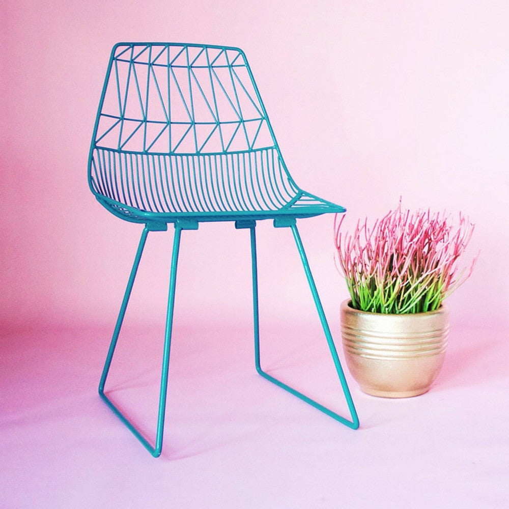 Bend Lucy Chair Teal with Pink Plant