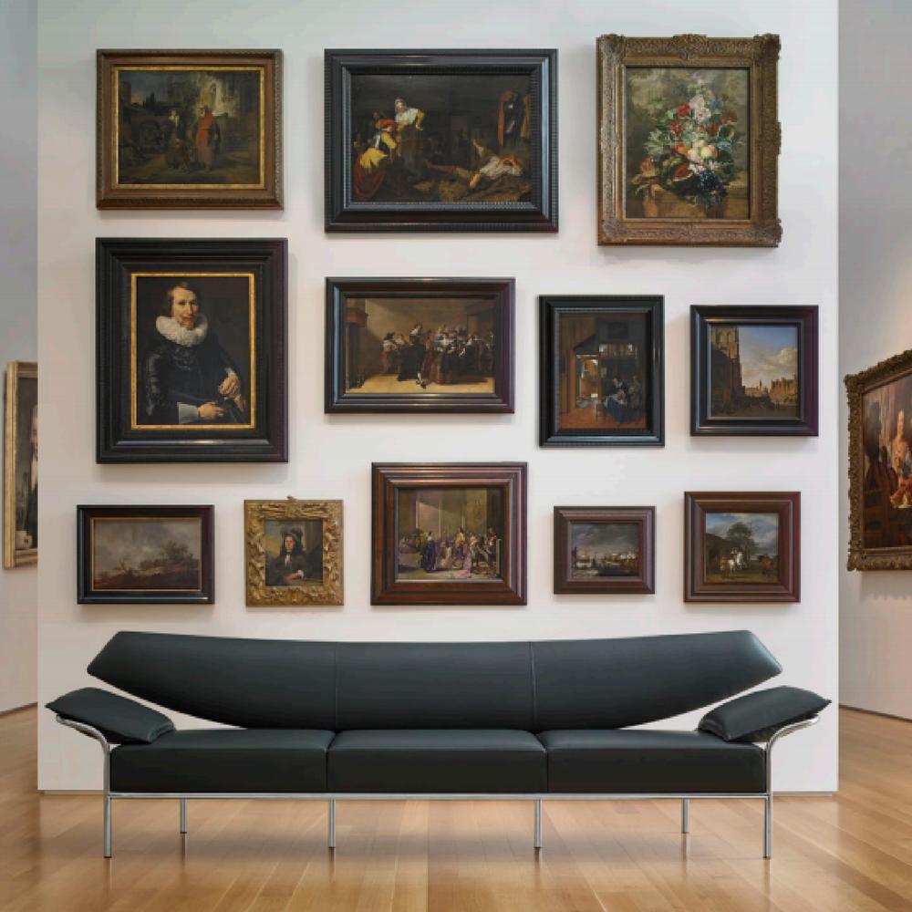 Bernhardt Design Ibis Sofa by Terry Crews with Paintings in North Carolina Museum of Art