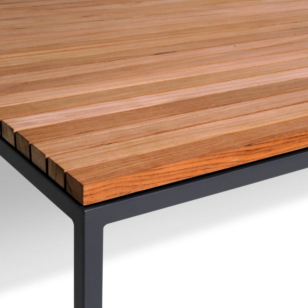 Details of Dark Grey Frame with Teak Table Top of Bönan Lounge Table by Skargaarden